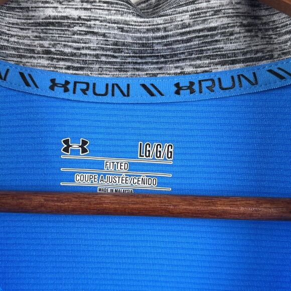 Under Armour 1/4 Zip Pullover Large Long Sleeve Ultra Blue 1291357 Fitted - Picture 3 of 5